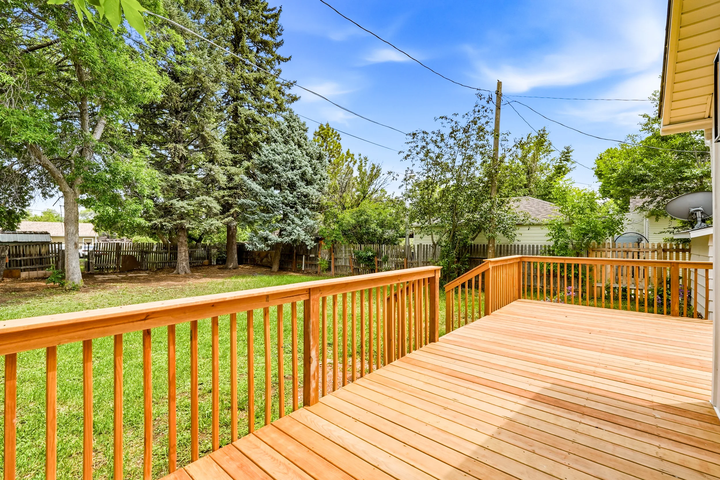 New deck overlooking the backyard